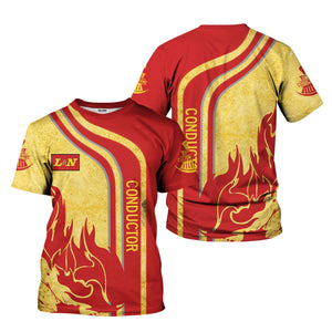 Railspirit Personalized Louisville and Nashville Railroad T-Shirt Flame Design with Custom Job Position L&N Train Shirt