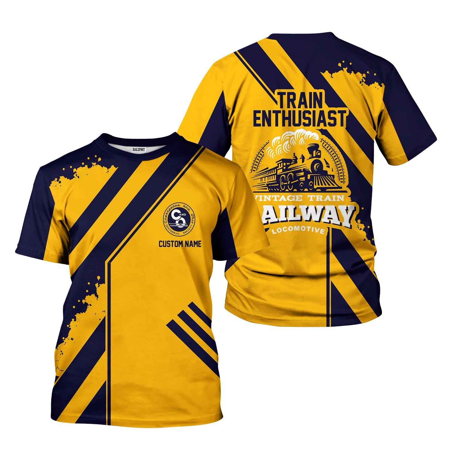 Railspirit Personalized Chesapeake and Ohio Railway T-Shirt Locomotive Design C&O Train Shirt for Train Enthusiast