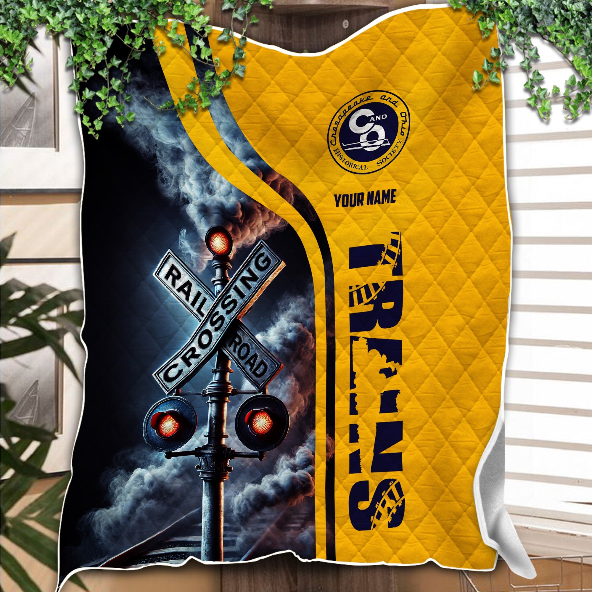 Railspirit Personalized Chesapeake and Ohio Railway Premium Quilts Railroad Crossing Sign C&O Quilts All Over Print