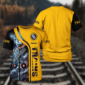 Railspirit Custom Name Chesapeake and Ohio Railway T Shirt One Track Mind American Locomotive Train Shirt All Over Print