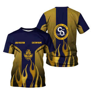 Railspirit Custom Name and Job Title Chesapeake and Ohio Railway T-Shirt Flame Graphic C&O Train Shirt