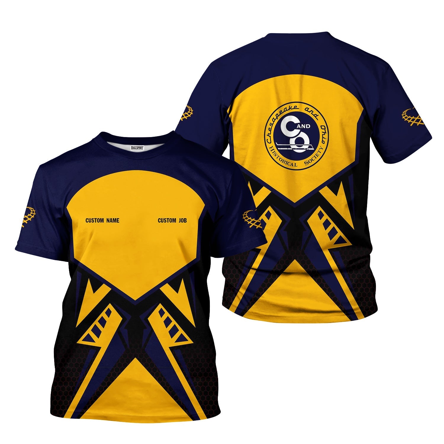 Railspirit Personalized Chesapeake and Ohio Railway T-Shirt Vibriant Style with Custom Position C&O Train Shirt