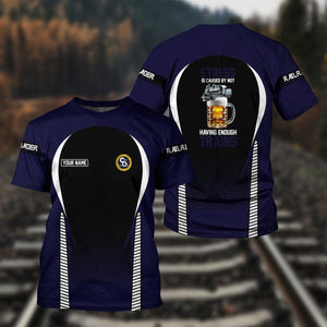 Railspirit Personalized Chesapeake and Ohio Railway T Shirt Stress Is Caused By Not Having Enough Trains C&O Shirt All Over Print