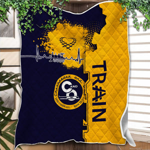 Railspirit Chesapeake and Ohio Railway Premium Quilts Engine Heartbeat and Track Love Style C&O Quilts Gift Idea For Train Lovers