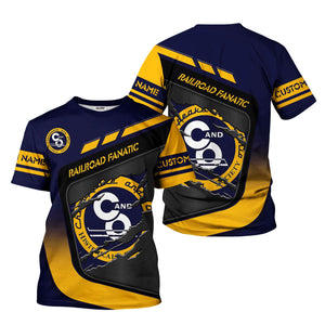 Railspirit Personalized Chesapeake and Ohio Railway T-Shirt Ripped Texture Style C&O Train Shirt For Railroad Fanatic