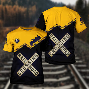 Railspirit Personalized Chesapeake and Ohio Railway T Shirt Railroad Crossing Printed Train Track Shirt