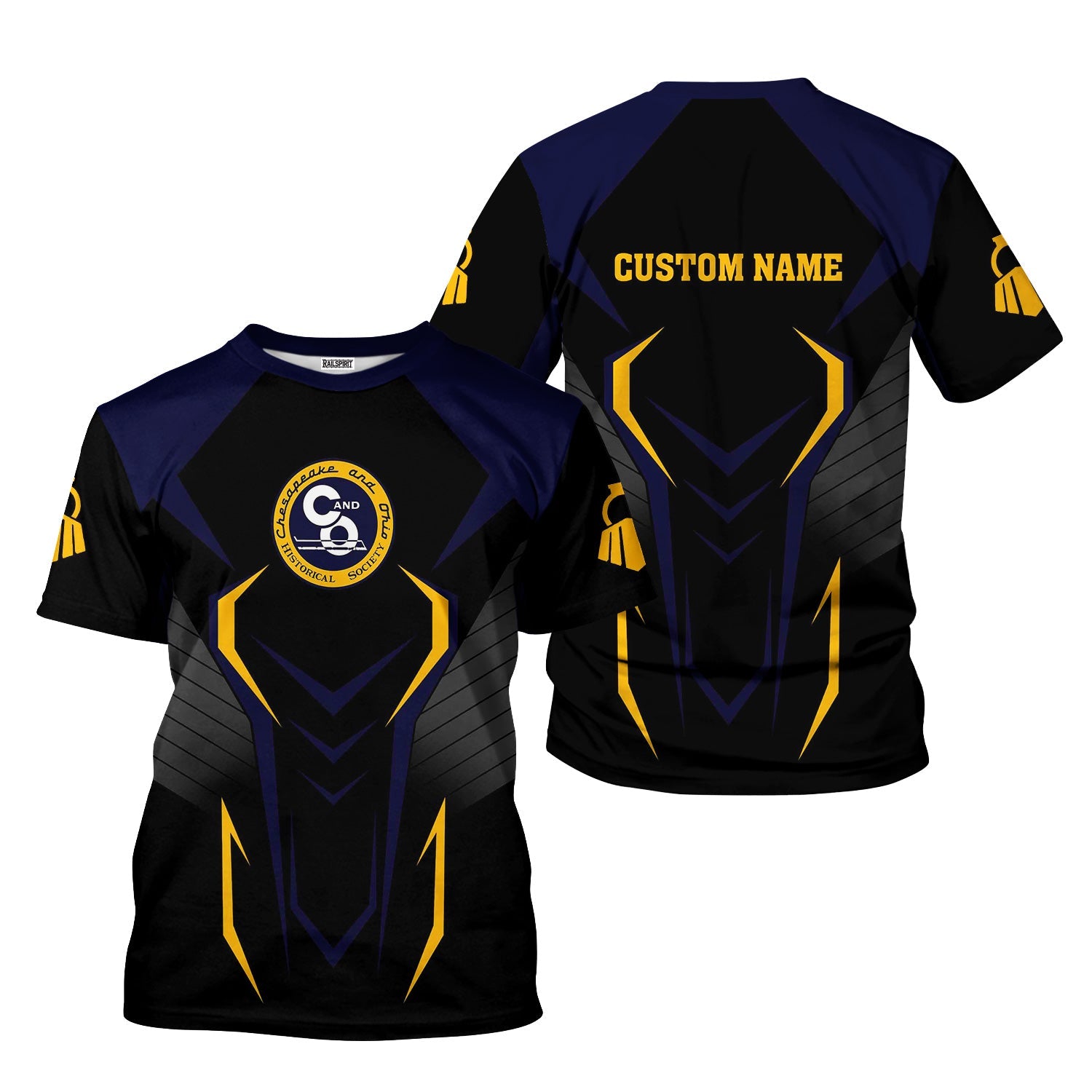 Railspirit Personalized Chesapeake and Ohio Railway T-Shirt Dynamic Design Style C&O Perfect Shirt for Train Enthusiasts