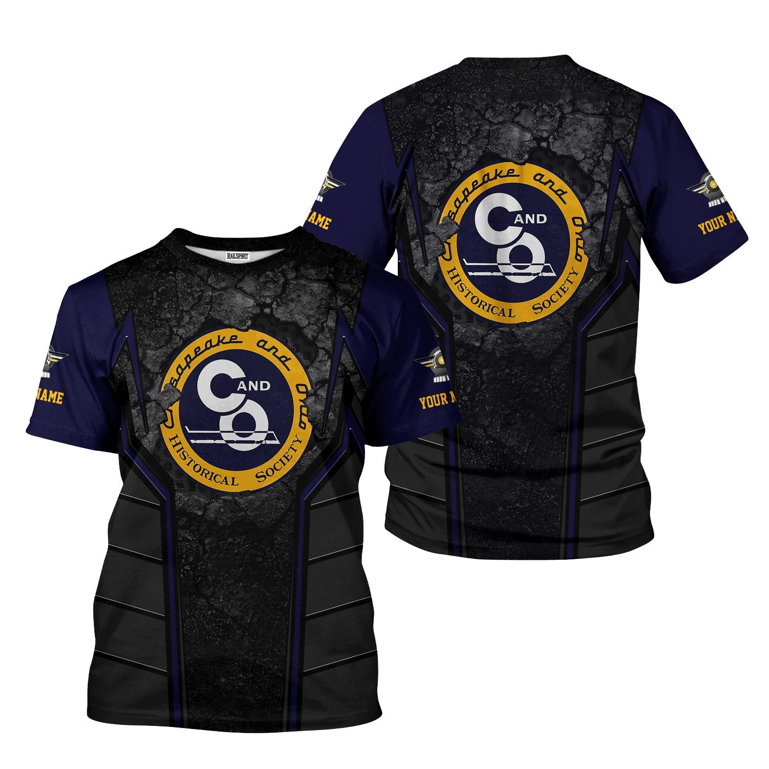 Railspirit Personalized Chesapeake and Ohio Railway T-Shirt Cracked Metal Design C&O Train Shirt for Rail Enthusiasts