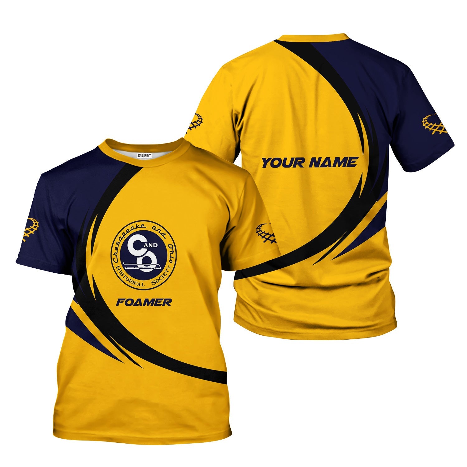 Railspirit Personalized Chesapeake and Ohio Railway T-Shirt Unique Graphic Style C&O Shirt For Train Enthusiasts