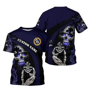 Railspirit Personalized Chesapeake and Ohio Railway T-Shirt Flame Skull Design C&O Train Shirt for Locomotive Fans