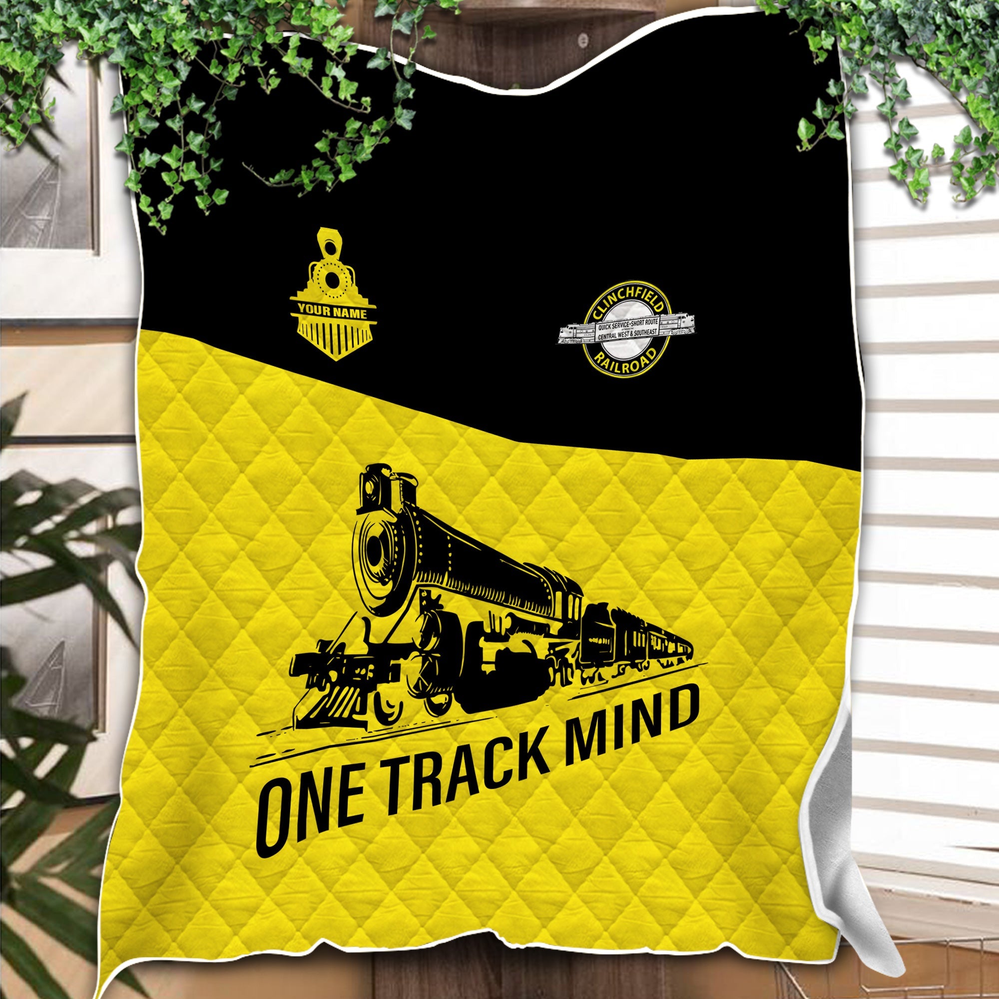 Railspirit Personalized Clinchfield Railroad Premium Quilt One Track Mind Train Premium Quilt Gift Idea For Train Lover