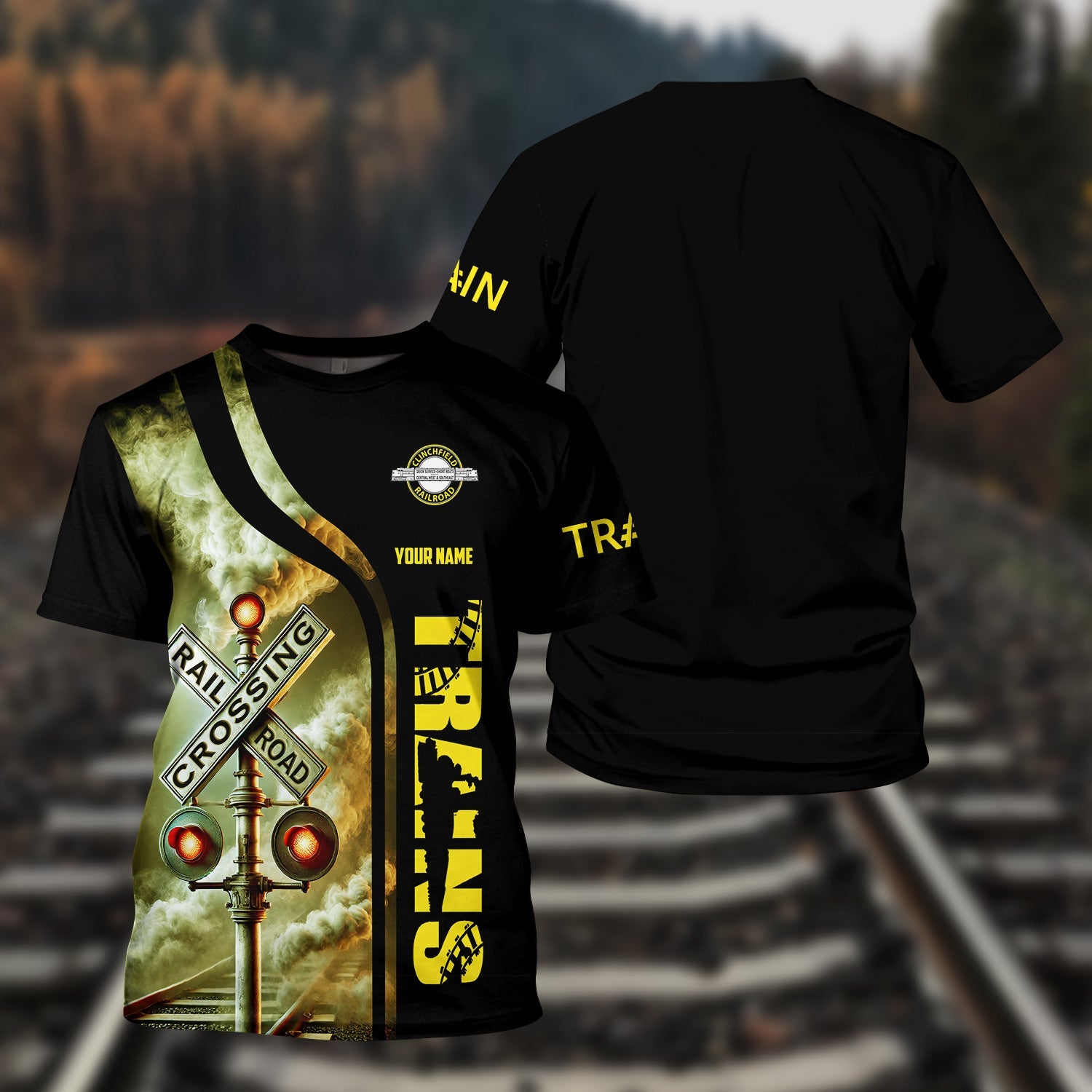 Railspirit Custom Name Clinchfield Railroad T Shirt One Track Mind American Locomotive Train Shirt All Over Print