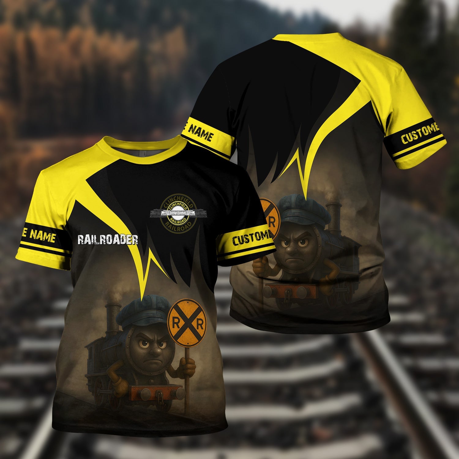 Railspirit Personalized Clinchfield Railroad T-Shirt Angry Train Shirt Gift Idea For Train Lover