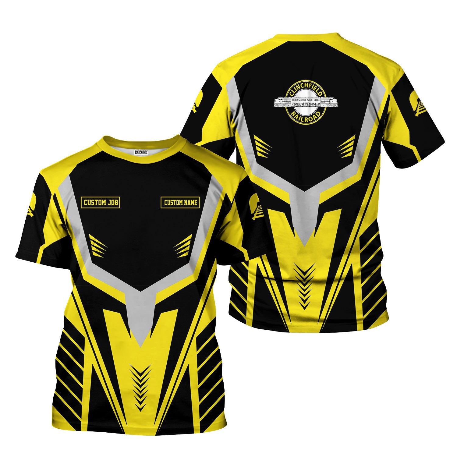 Railspirit Personalized Clinchfield Railroad T-Shirt Workwear-Inspired with Custom Position Train Shirt