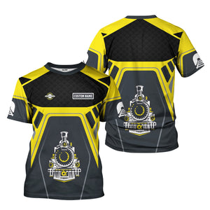 Railspirit Personalized Clinchfield Railroad T-Shirt Steam Locomotive Engine Graphic Train Shirt All Over Print