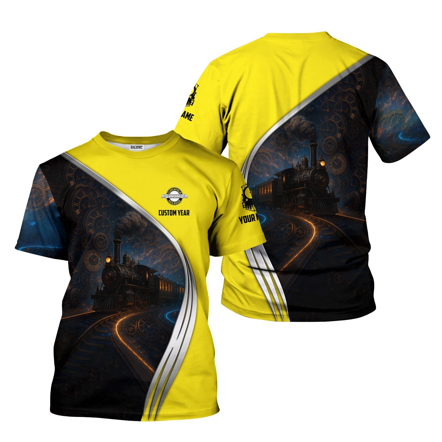 Railspirit Personalized Clinchfield Railroad T-Shirt Steampunk Locomotive with Custom Year Train Shirt