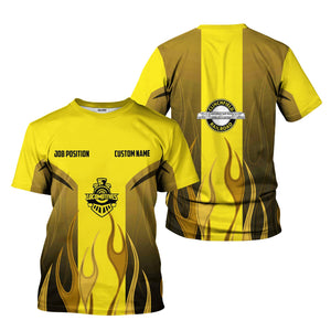 Railspirit Custom Name and Job Title Clinchfield Railroad T-Shirt Flame Graphic Train Shirt