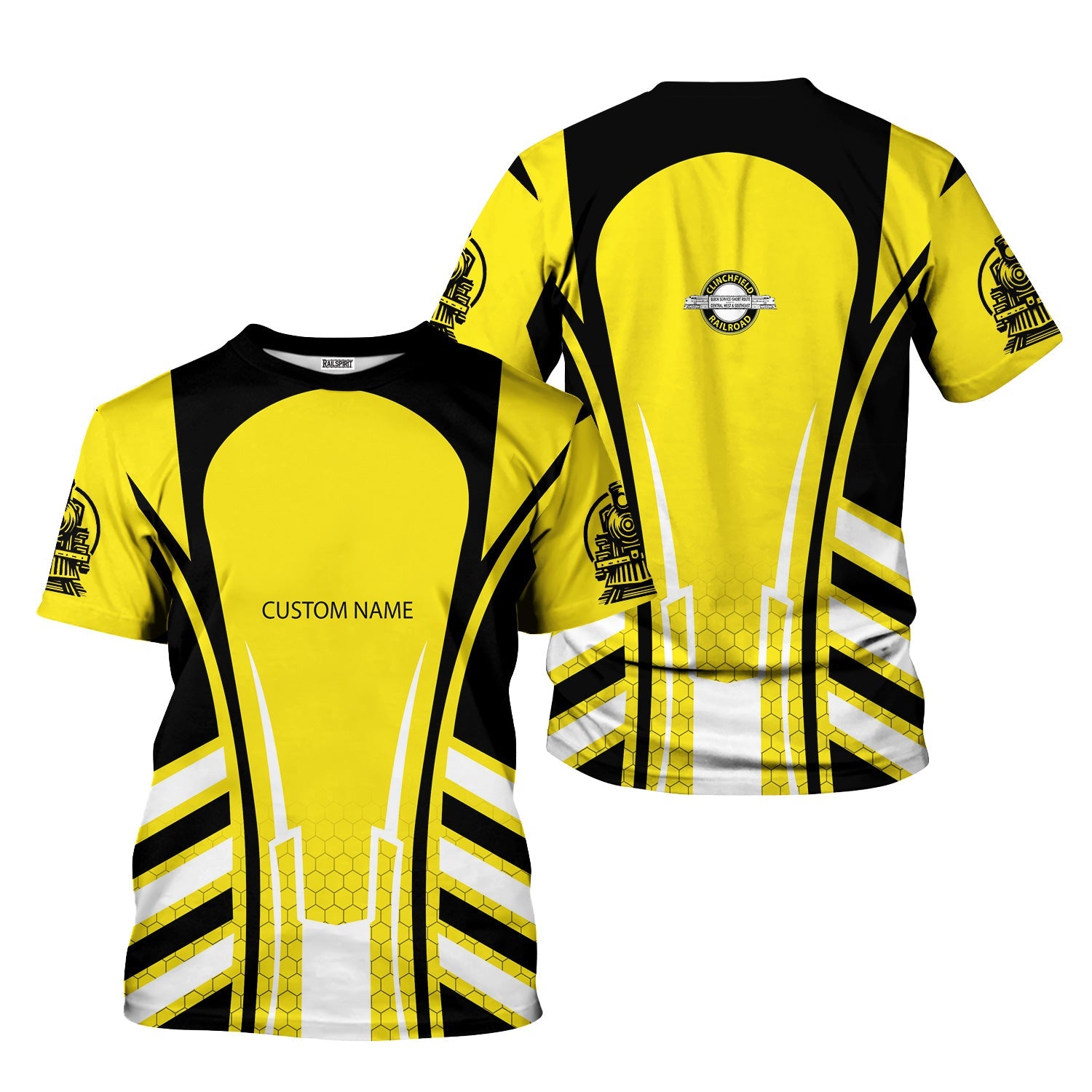 Railspirit Personalized Clinchfield Railroad T-Shirt Striped Railroad Style Train Shirt All Over Print