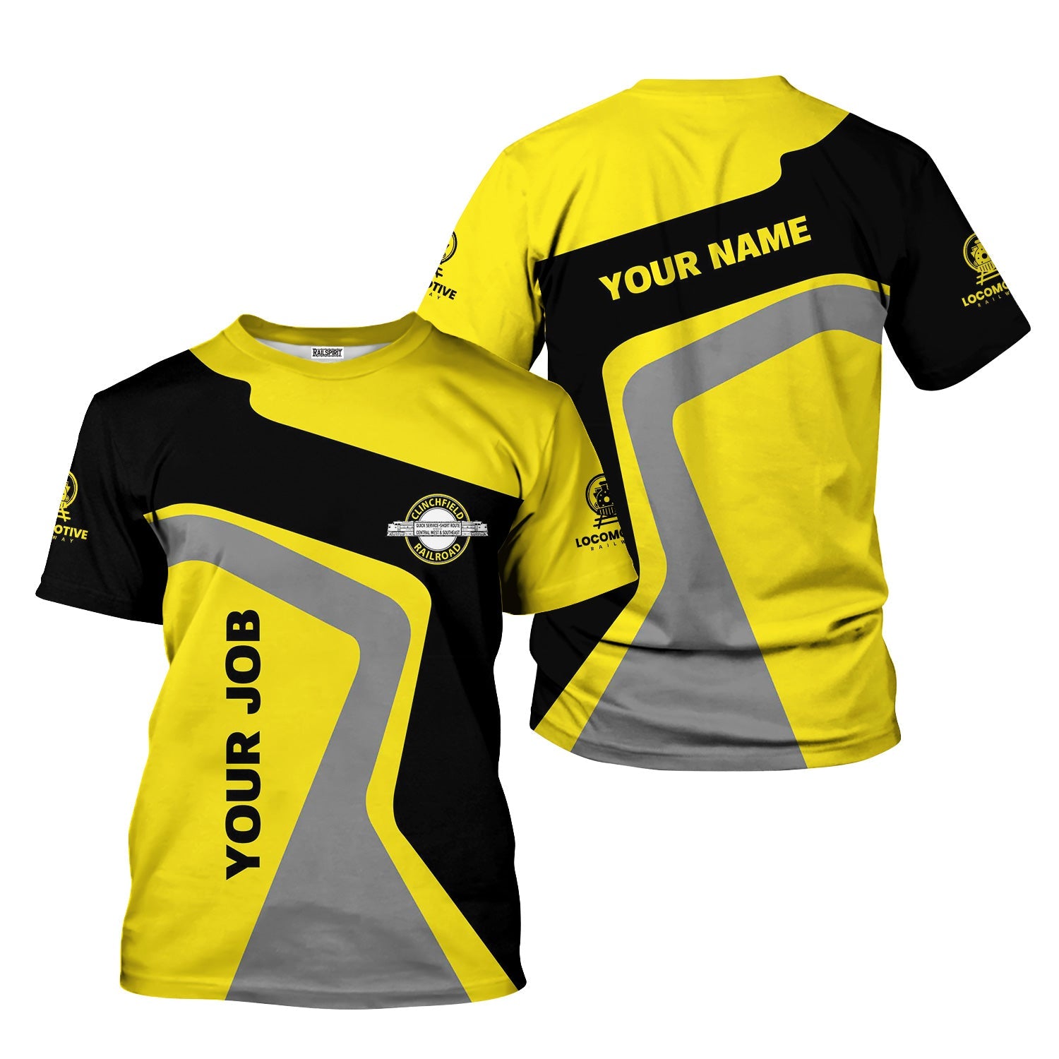 Railspirit Personalized Clinchfield Railroad T-Shirt Unique Design with Custom Job Position Train Shirt