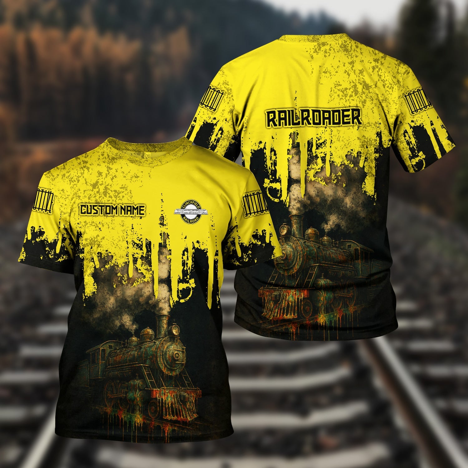 Railspirit Personalized Clinchfield Railroad T-Shirt Vintage Train Art Style Shirt For Locomotive Fans