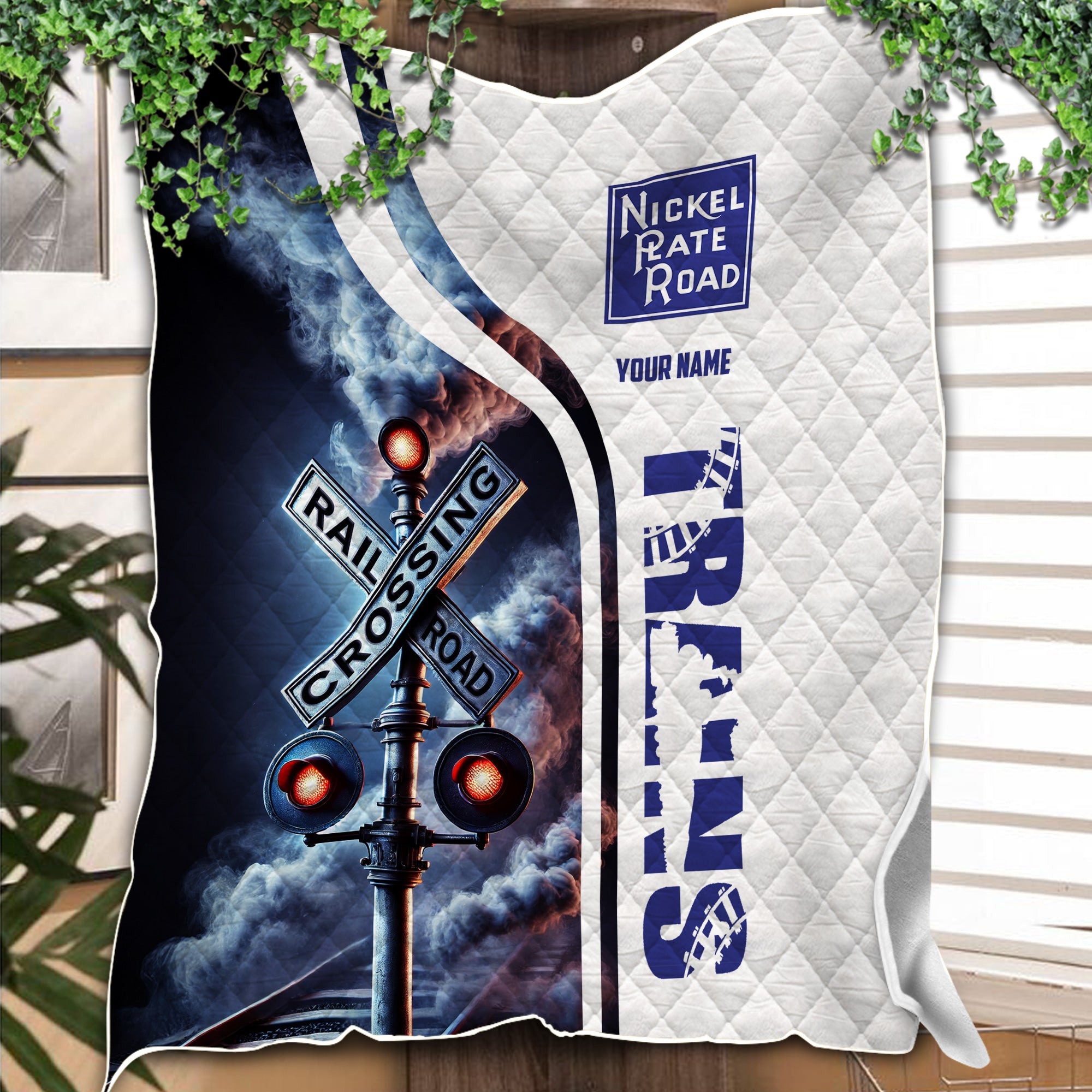 Railspirit Personalized New York, Chicago and St. Louis Railroad Premium Quilts Railroad Crossing Sign Nickel Plate Road Quilts All Over Print