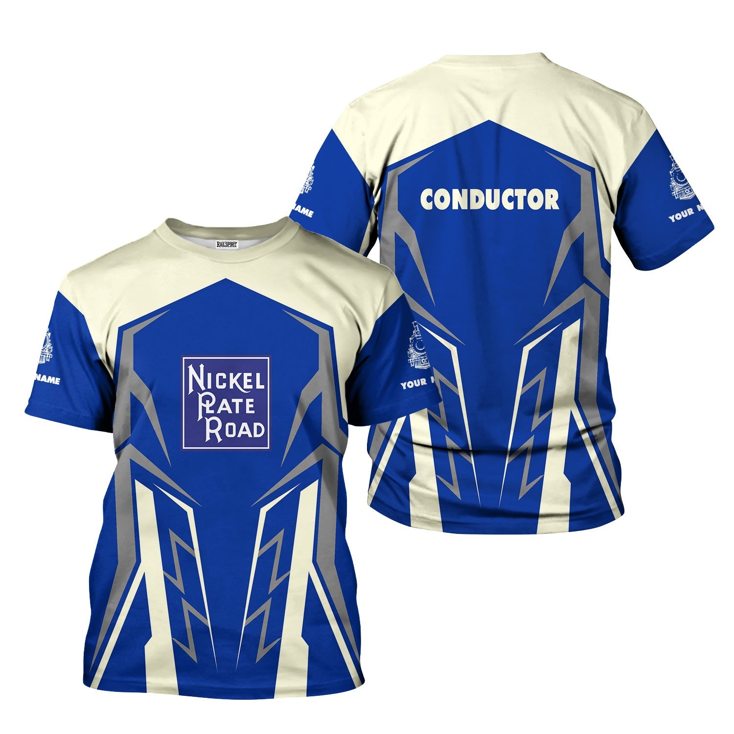 Railspirit Personalized New York, Chicago and St. Louis Railroad T-Shirt Futuristic Design with Custom Job Nickel Plate Road Train Shirt