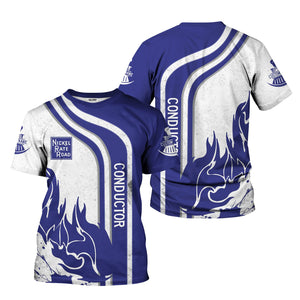 Railspirit Personalized New York, Chicago and St. Louis Railroad T-Shirt Flame Design with Custom Job Position Nickel Plate Road Train Shirt