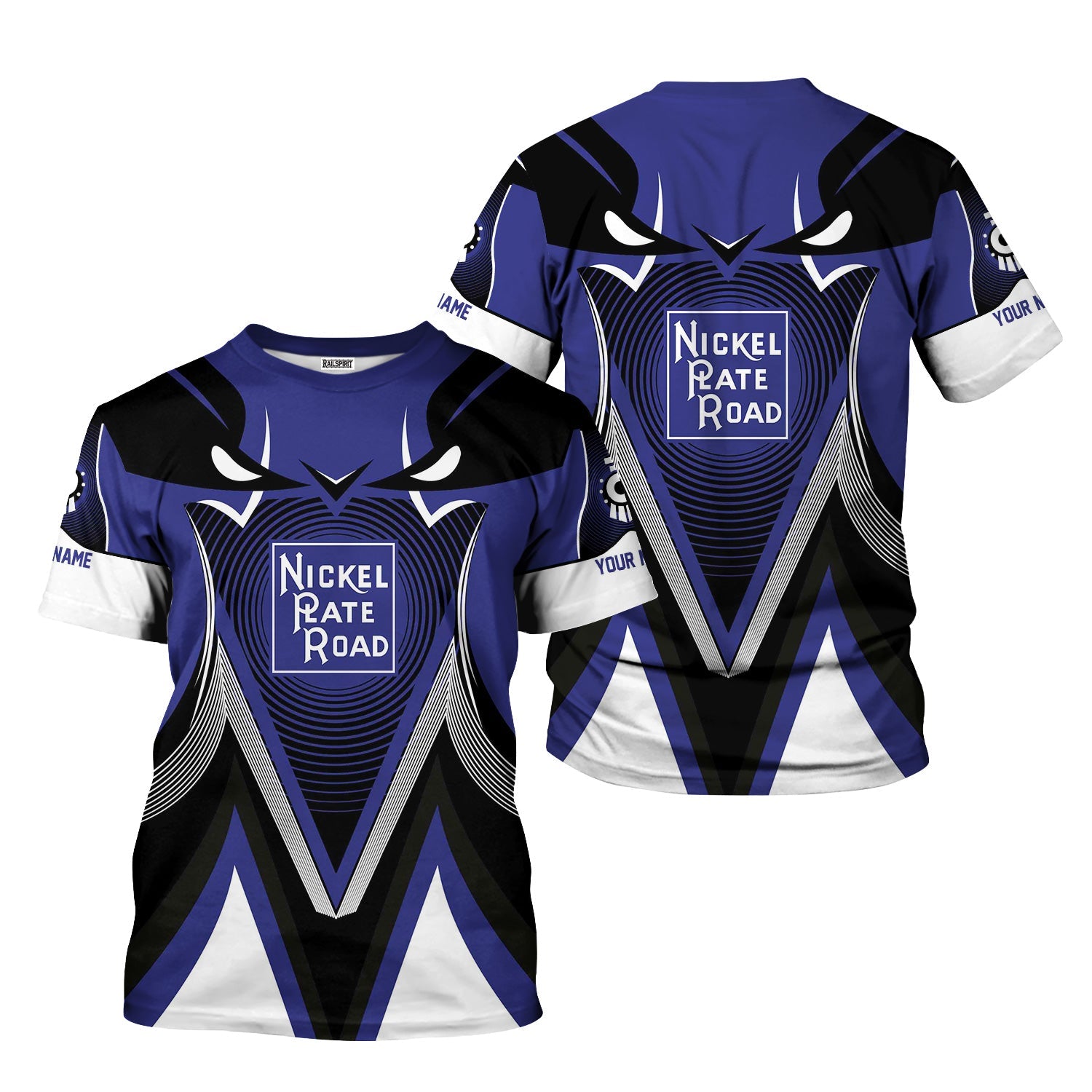 Railspirit Personalized New York, Chicago and St. Louis Railroad T-Shirt Vibrant Graphic Pattern Nickel Plate Road Shirt For Train Enthusiasts