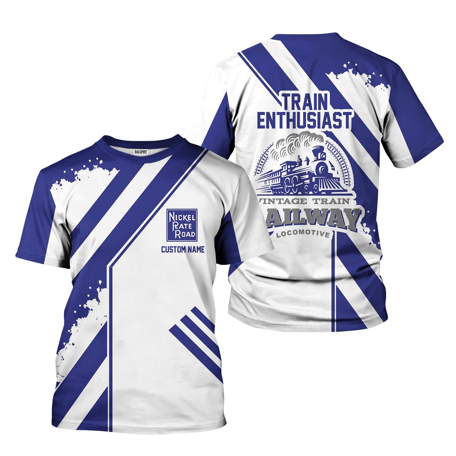 Railspirit Personalized New York, Chicago and St. Louis Railroad T-Shirt Locomotive Design Nickel Plate Road Train Shirt for Train Enthusiast