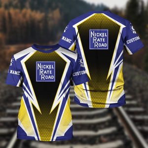 Railspirit Personalized New York, Chicago and St. Louis Railroad T-Shirt Lightning Graphic Style Nickel Plate Road Shirt Gift Idea For Train Lover