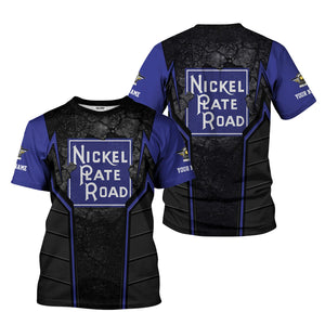 Railspirit Personalized New York, Chicago and St. Louis Railroad T-Shirt Cracked Metal Design Nickel Plate Road Train Shirt for Rail Enthusiasts