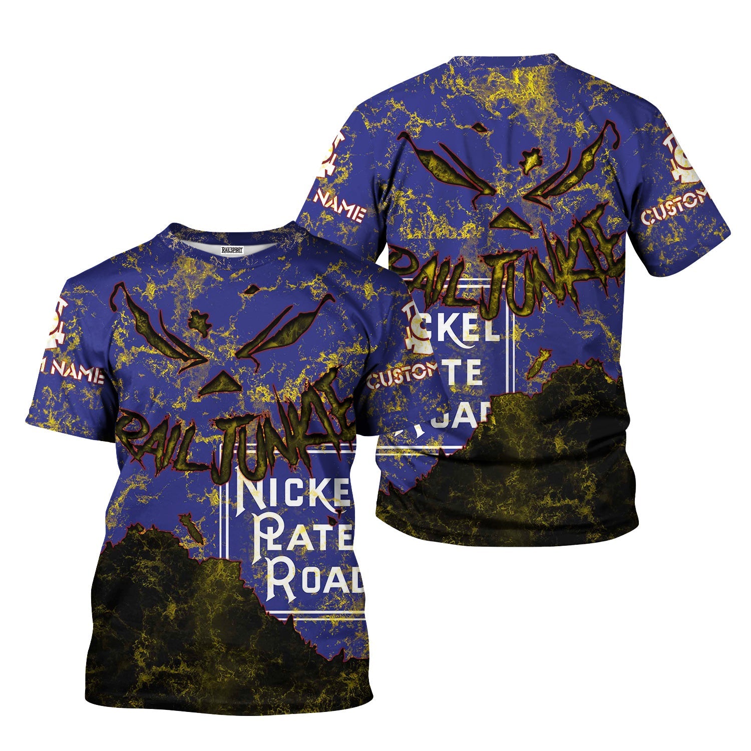 Railspirit Personalized New York, Chicago and St. Louis Railroad T-Shirt Torn Graphic Style Nickel Plate Road Train Shirt For Rail Junkie