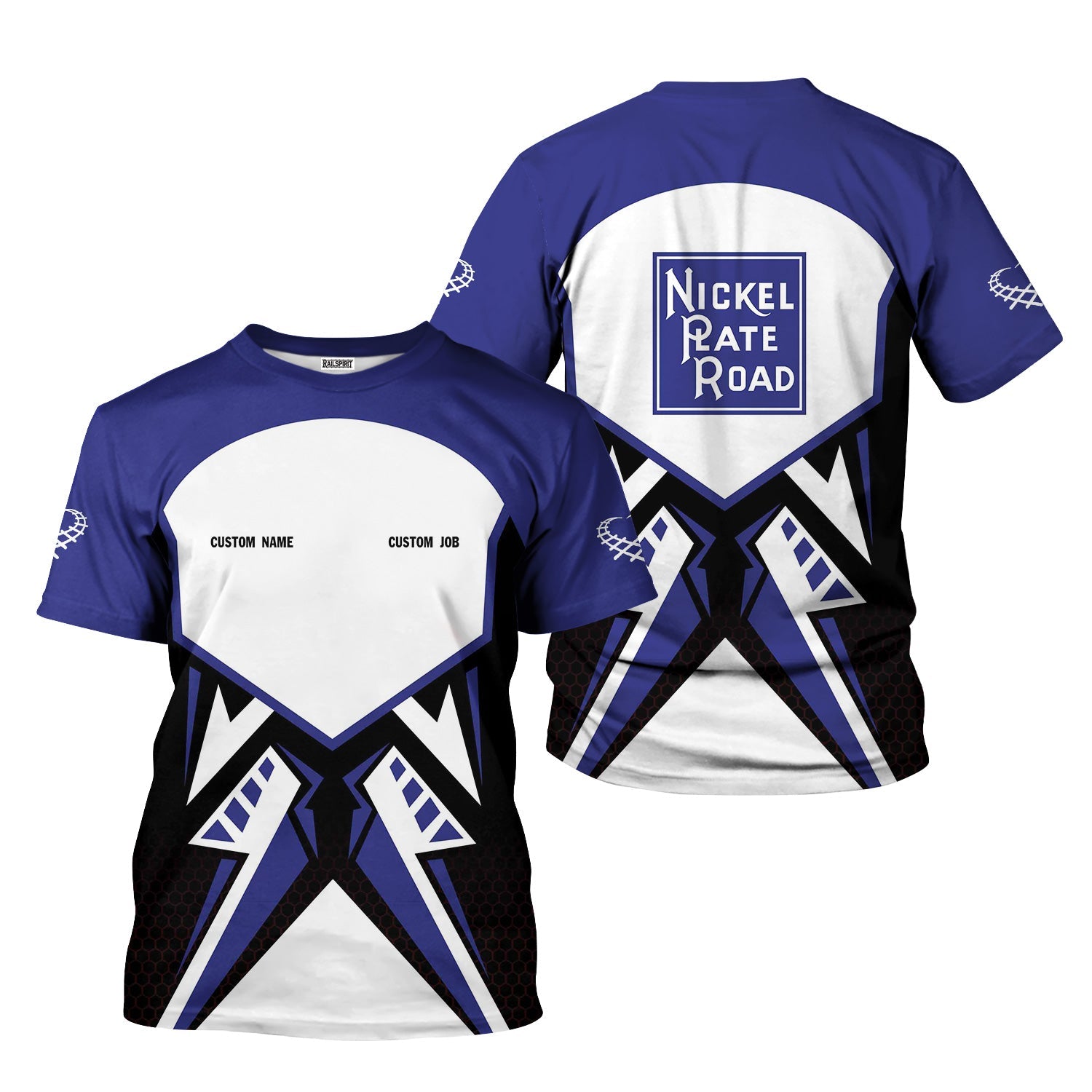 Railspirit Personalized New York, Chicago and St. Louis Railroad T-Shirt Vibriant Style with Custom Position Nickel Plate Road Train Shirt