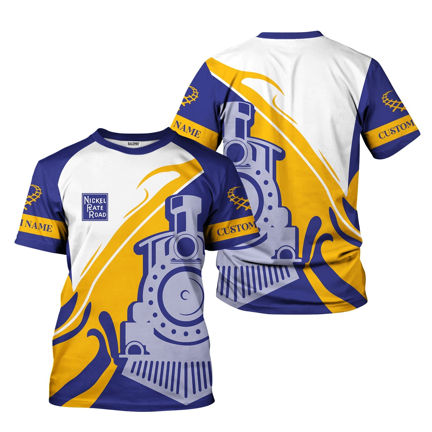 Railspirit Personalized New York, Chicago and St. Louis Railroad T-Shirt Flame-Inspired Style Nickel Plate Road Shirt Gift Idea For Train Lovers