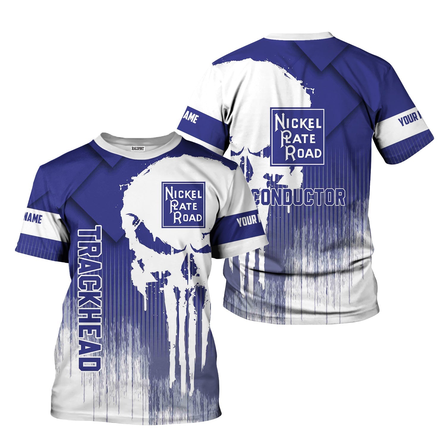 Railspirit Personalized New York, Chicago and St. Louis Railroad T-Shirt Skull Design with Custom Job Nickel Plate Road Train Shirt