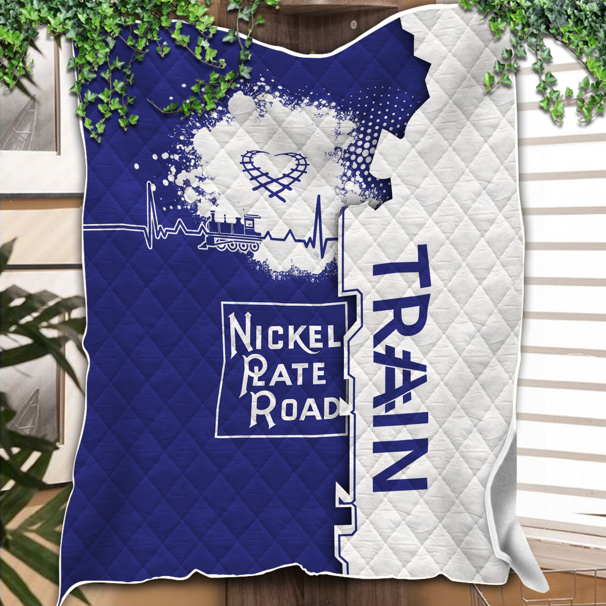 Railspirit New York, Chicago and St. Louis Railroad Premium Quilts Engine Heartbeat and Track Love Style Nickel Plate Road Quilts