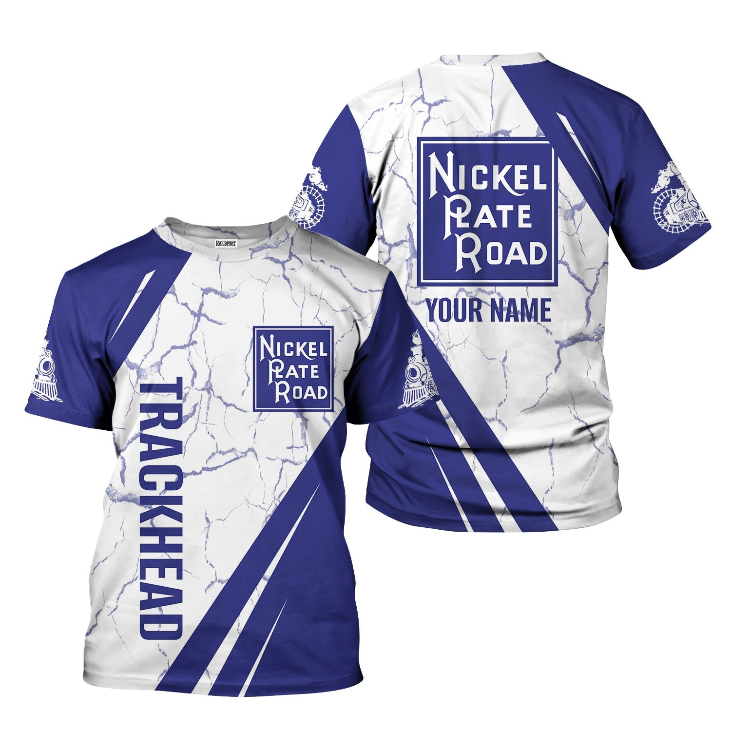 Railspirit Personalized New York, Chicago and St. Louis Railroad T-Shirt Crackle Texture Style Nickel Plate Road Shirt For Trackhead