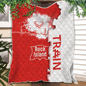 Railspirit Chicago, Rock Island and Pacific Railroad Premium Quilts Engine Heartbeat and Track Love Style Rock Island Railroad Quilts