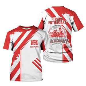 Railspirit Personalized Chicago, Rock Island and Pacific Railroad T-Shirt Locomotive Design Rock Island Railroad Train Shirt for Train Enthusiast