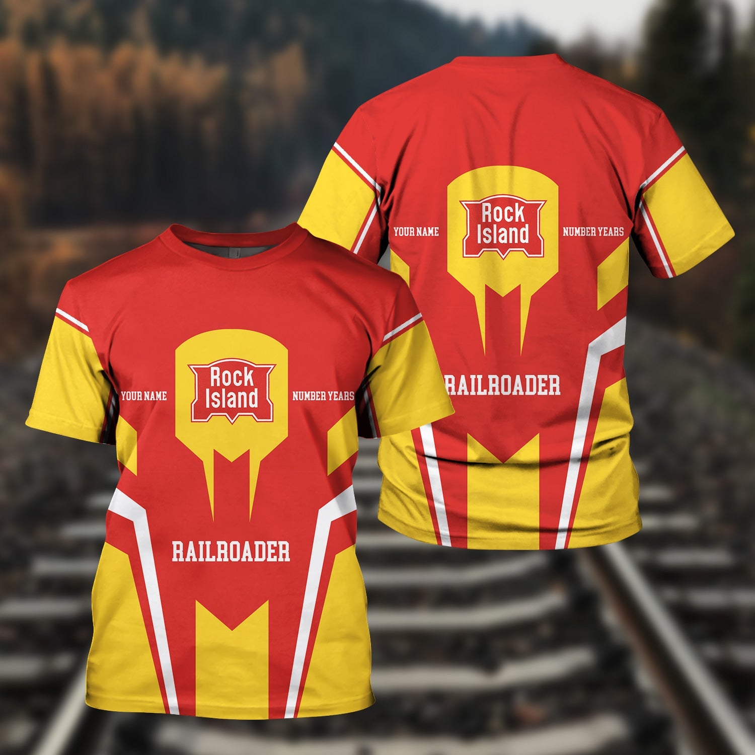Railspirit Personalized Chicago, Rock Island and Pacific Railroad T-Shirt Custom Year Railroader Rock Island Railroad Shirt Gift Idea For Train Lover
