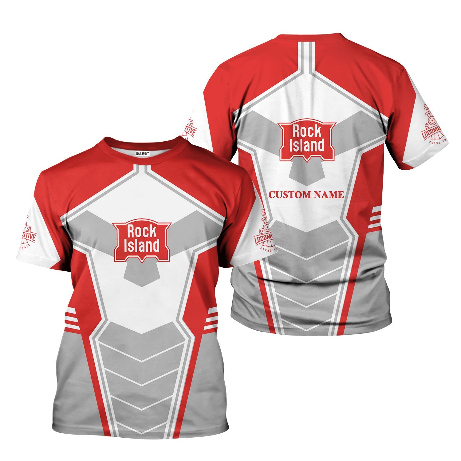 Railspirit Personalized Chicago, Rock Island and Pacific Railroad T-Shirt Engine-Inspired Style Rock Island Railroad Train Shirt for Railroad Fanatic