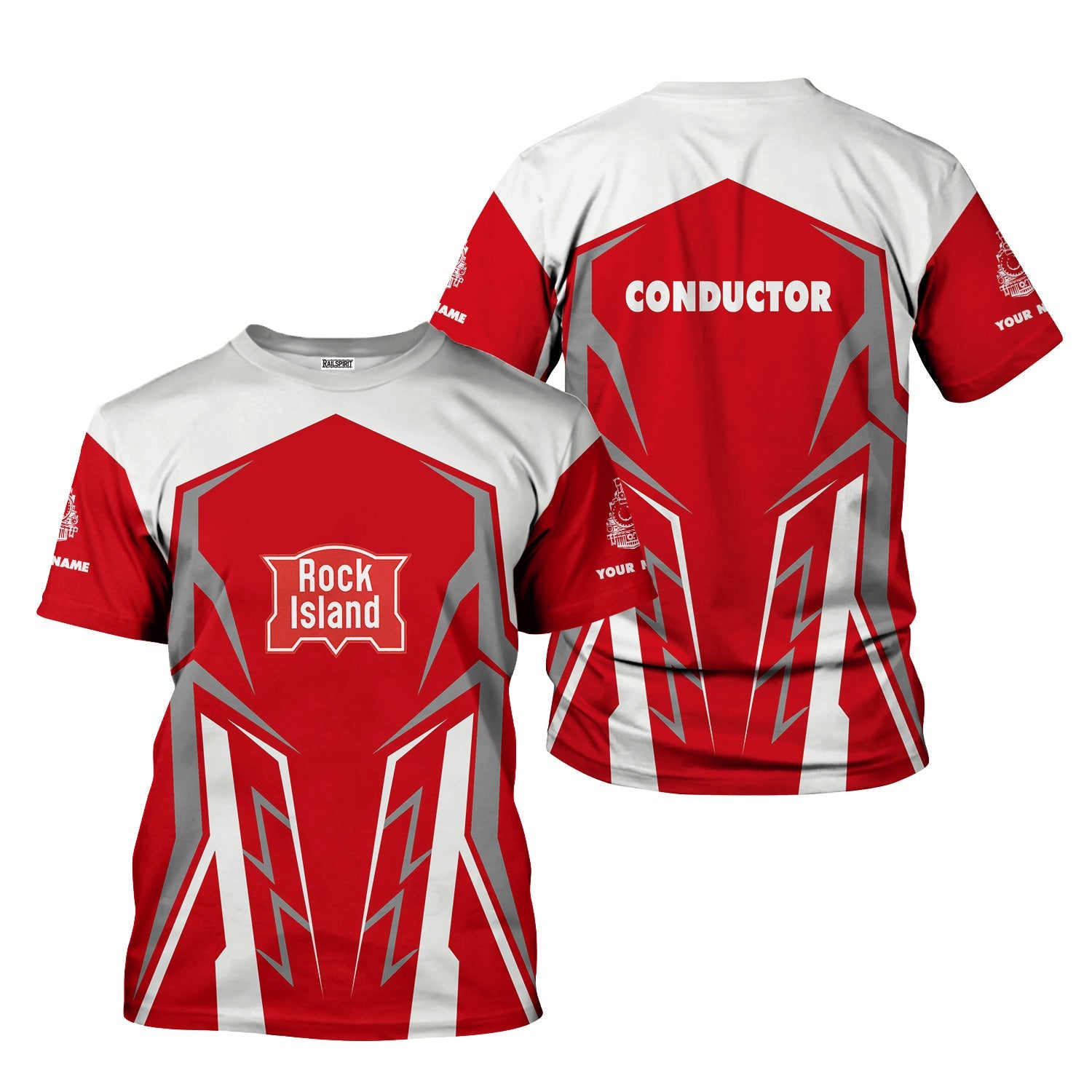 Railspirit Personalized Chicago, Rock Island and Pacific Railroad T-Shirt Futuristic Design with Custom Job Rock Island Railroad Train Shirt