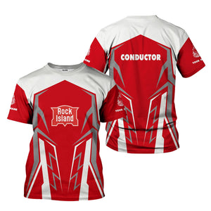 Railspirit Personalized Chicago, Rock Island and Pacific Railroad T-Shirt Futuristic Design with Custom Job Rock Island Railroad Train Shirt