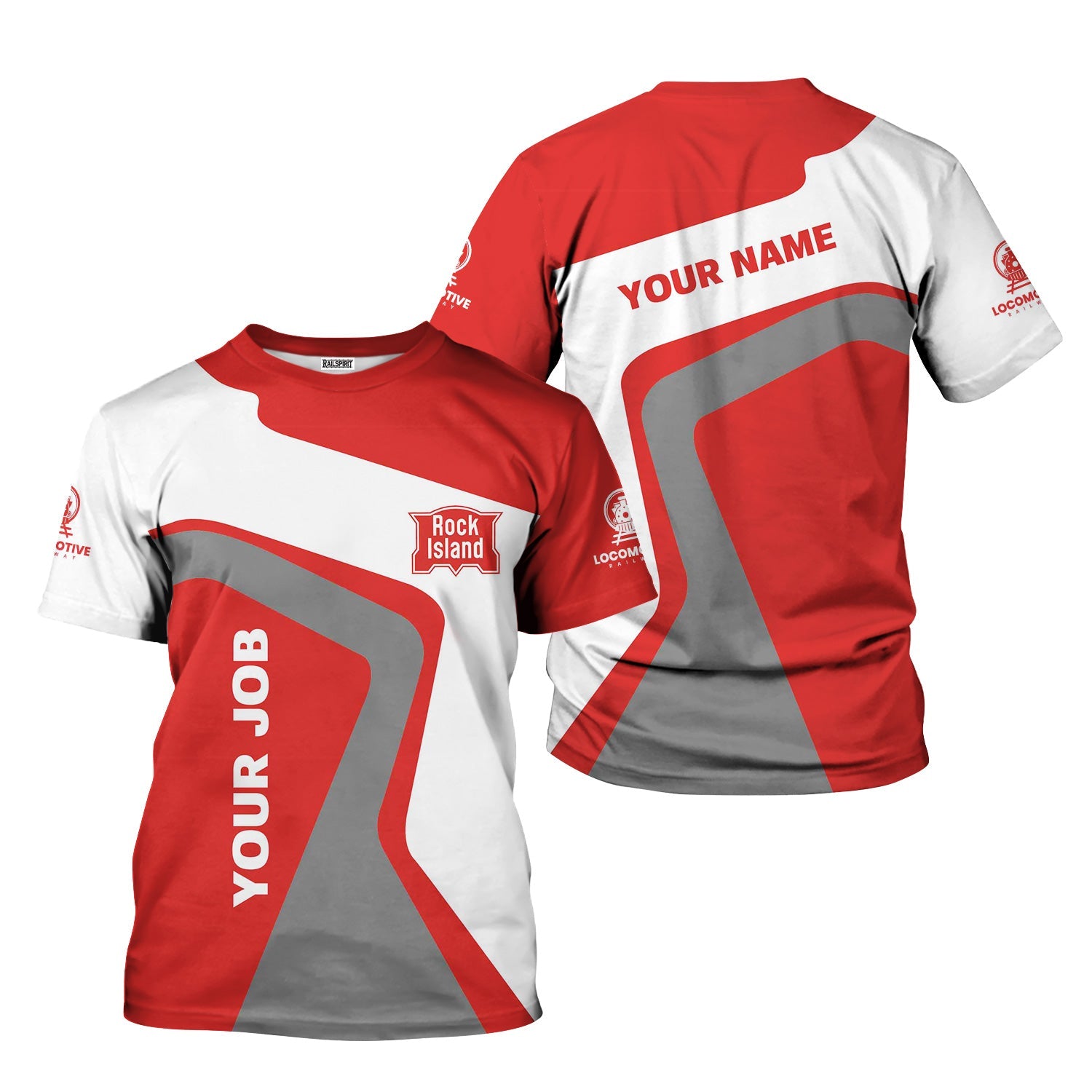 Railspirit Personalized Chicago, Rock Island and Pacific Railroad T-Shirt Unique Design with Custom Job Position Rock Island Railroad Train Shirt