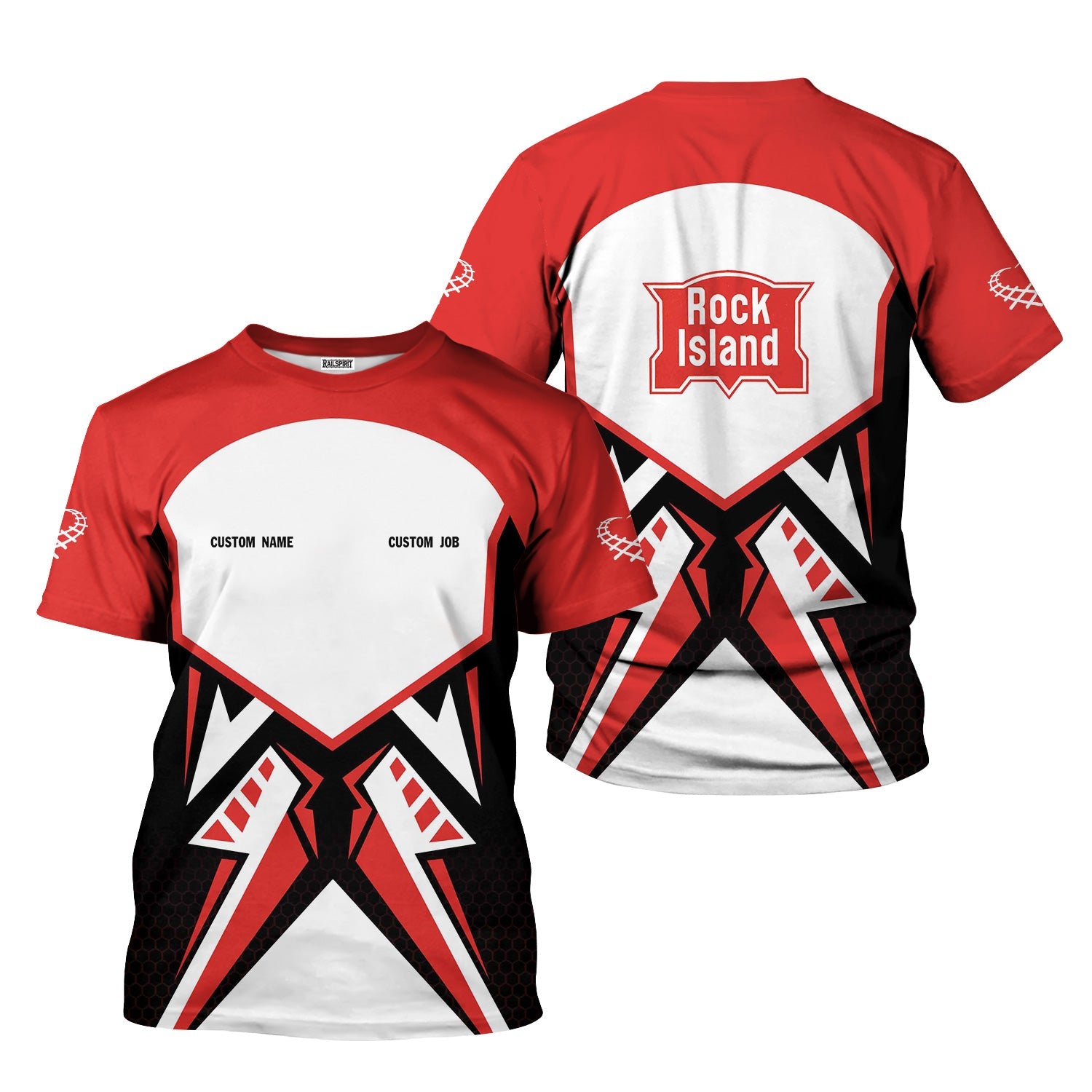 Railspirit Personalized Chicago, Rock Island and Pacific Railroad T-Shirt Vibriant Style with Custom Position Rock Island Railroad Train Shirt