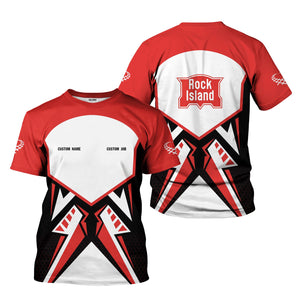 Railspirit Personalized Chicago, Rock Island and Pacific Railroad T-Shirt Vibriant Style with Custom Position Rock Island Railroad Train Shirt