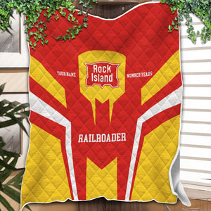 Railspirit Personalized Chicago, Rock Island and Pacific Railroad Premium Quilts Custom Year Railroader Rock Island Railroad Gift For Train Lover