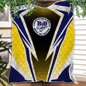 Railspirit B&O Great States Railroad Premium Quilts Lightning Graphic Style Premium Quilts Gift Idea For Train Lover