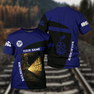 Railspirit Personalized B&O Great States Railroad T-Shirt All Aboard Steam Train Movie Projector Style Shirt