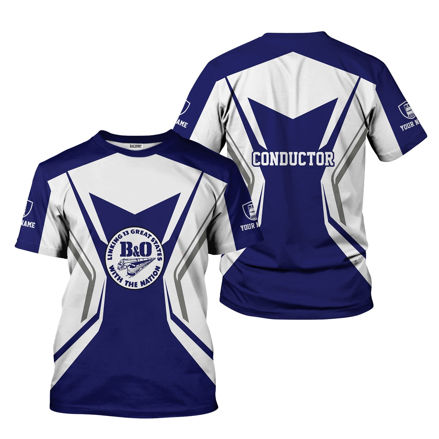 Railspirit Personalized B&O Great States Railroad T-Shirt Unique Style with Custom Job Train Shirt